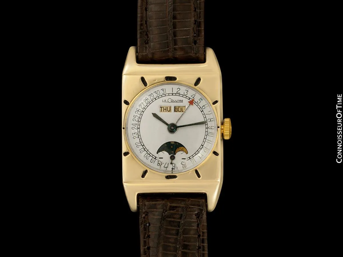 1949 LeCoultre Vintage Mens Triple Date Moon Phase Calendar Watch - 10K Gold Filled