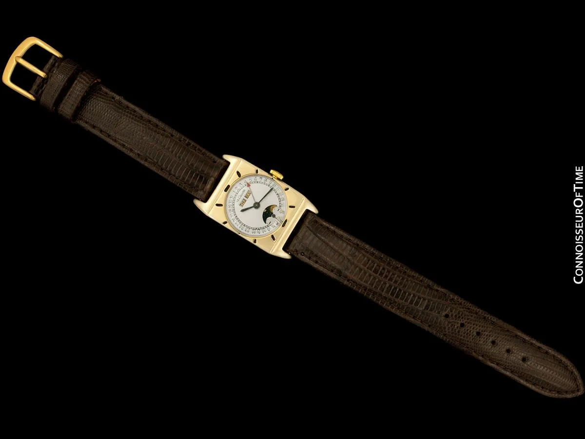 1949 LeCoultre Vintage Mens Triple Date Moon Phase Calendar Watch - 10K Gold Filled