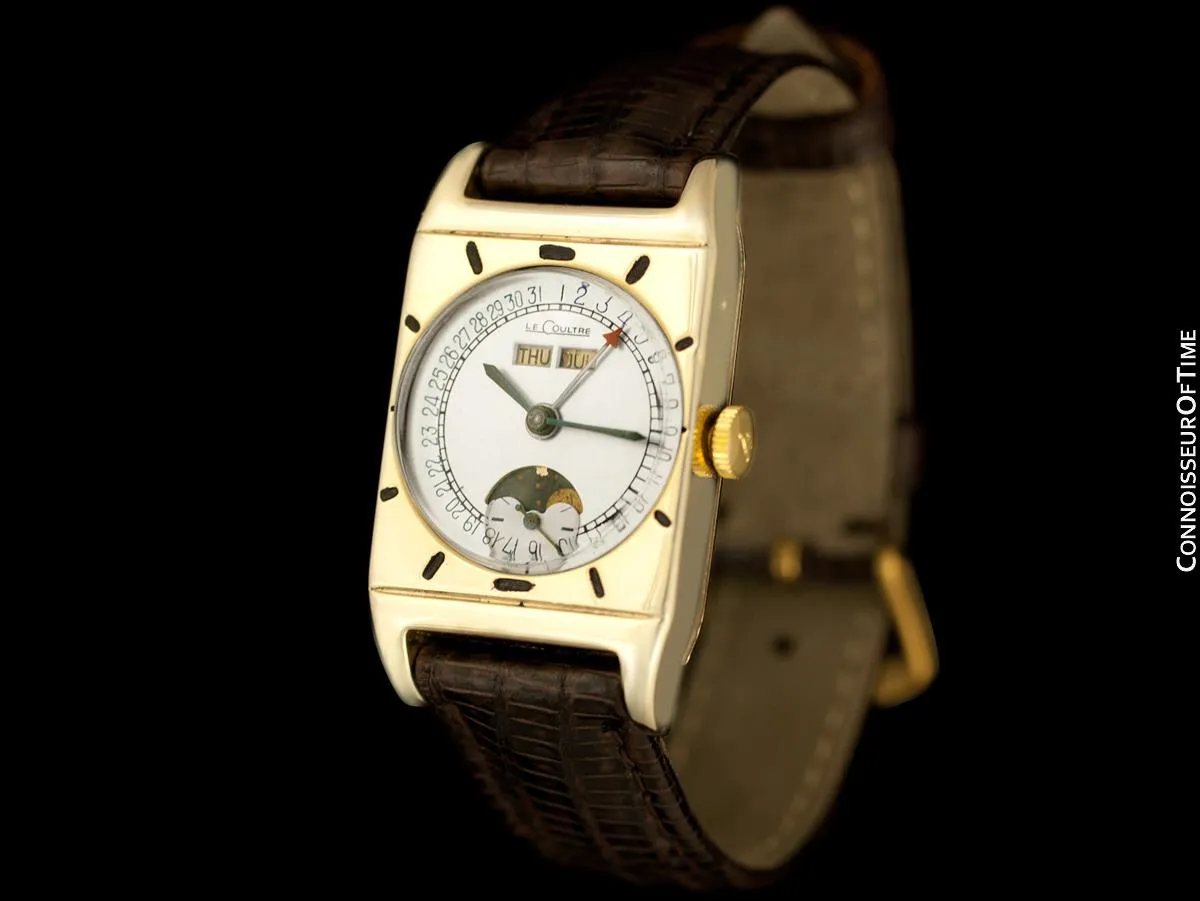 1949 LeCoultre Vintage Mens Triple Date Moon Phase Calendar Watch - 10K Gold Filled