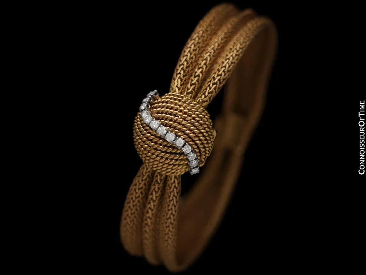 1950's Omega Ladies Vintage Cocktail Covered 18K Gold & Diamond Watch - All Original