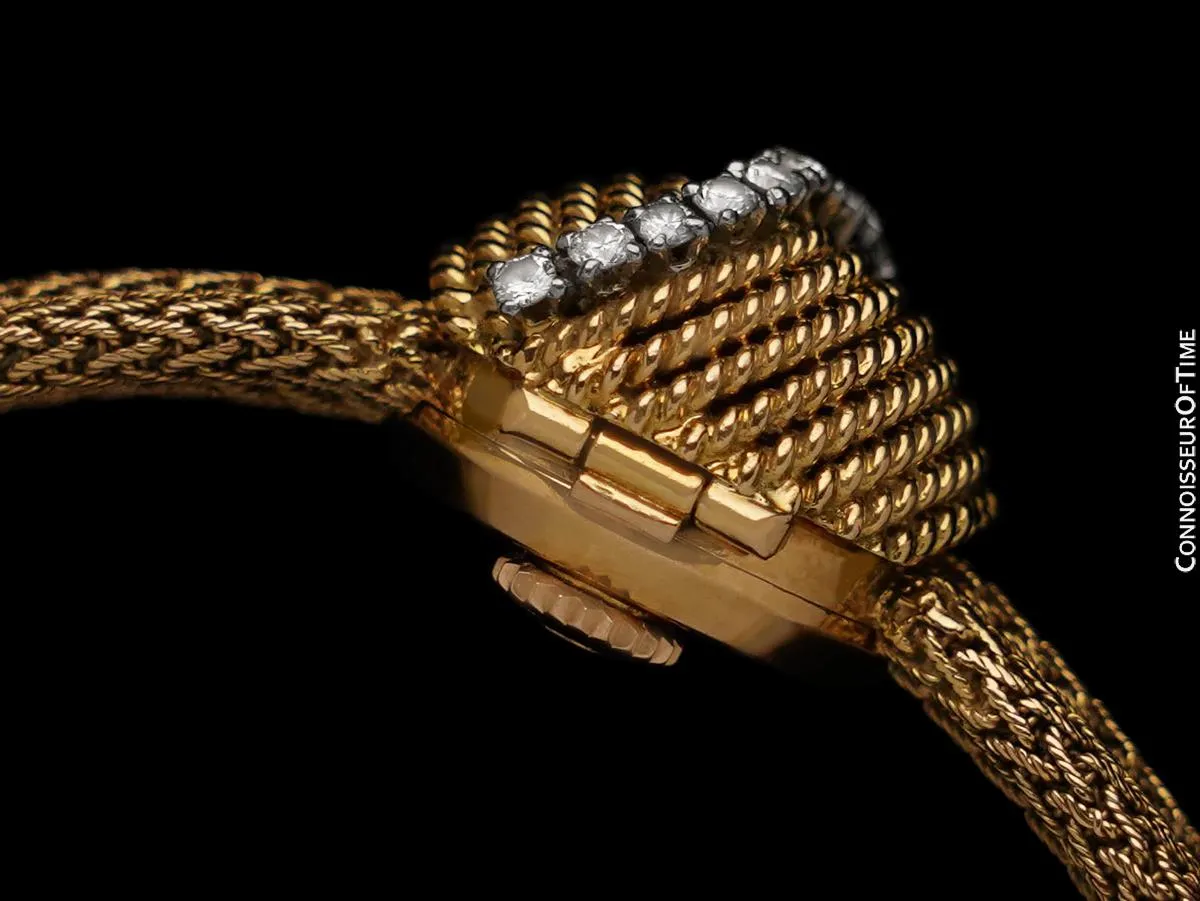 1950's Omega Ladies Vintage Cocktail Covered 18K Gold & Diamond Watch - All Original