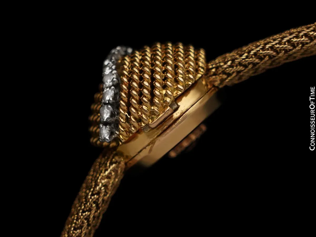 1950's Omega Ladies Vintage Cocktail Covered 18K Gold & Diamond Watch - All Original