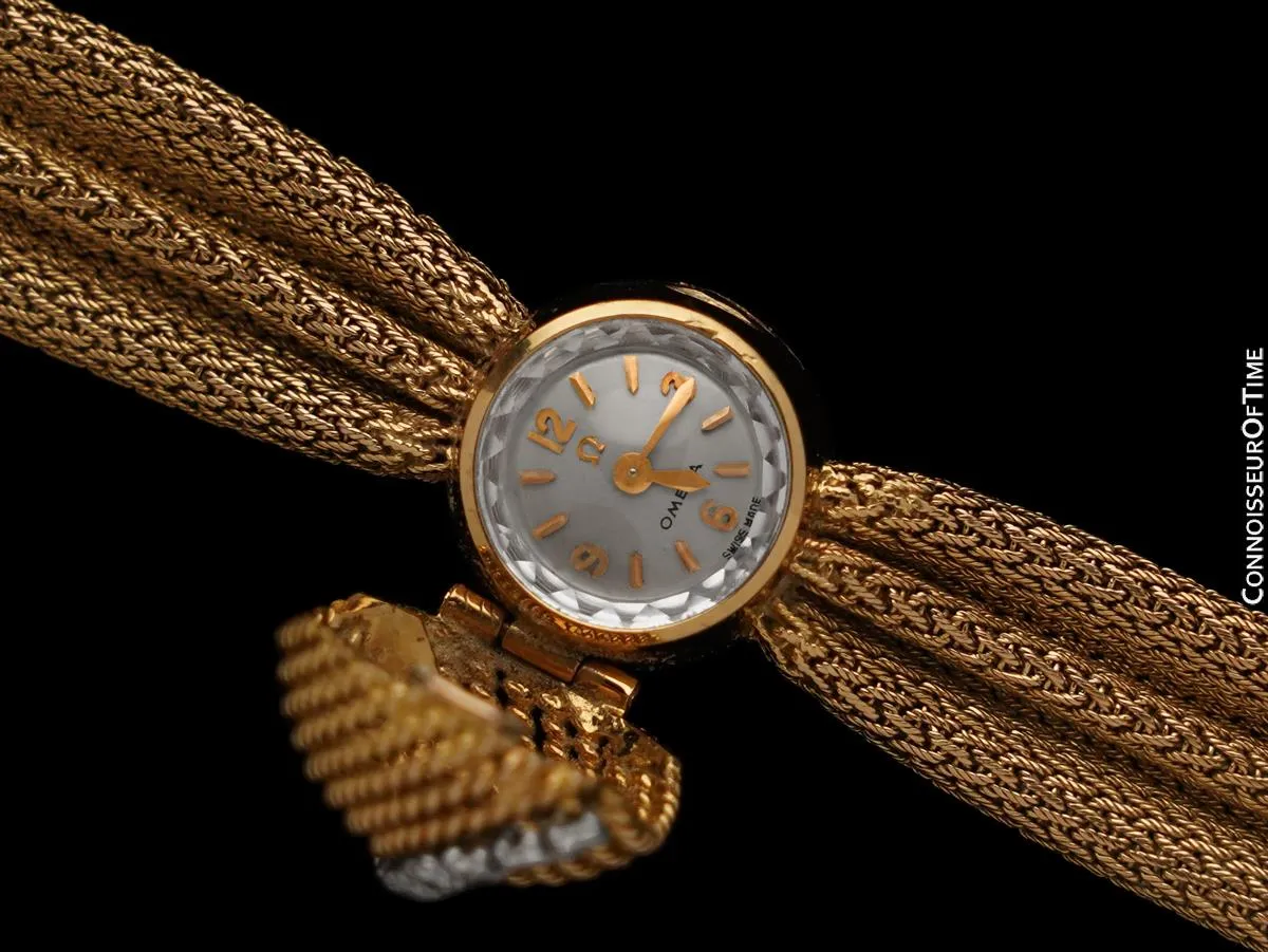 1950's Omega Ladies Vintage Cocktail Covered 18K Gold & Diamond Watch - All Original