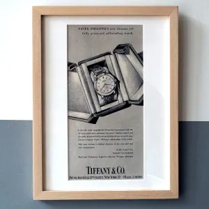 1950s PATEK PHILIPPE TIFFANY REF.2552 VINTAGE AD PRINT WOOD FRAME