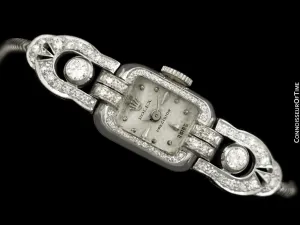 1950's Rolex Ladies Vintage Cocktail Watch - 18K White Gold & Diamonds
