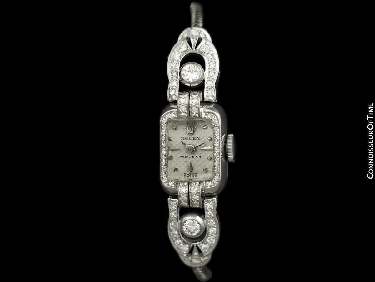 1950's Rolex Ladies Vintage Cocktail Watch - 18K White Gold & Diamonds