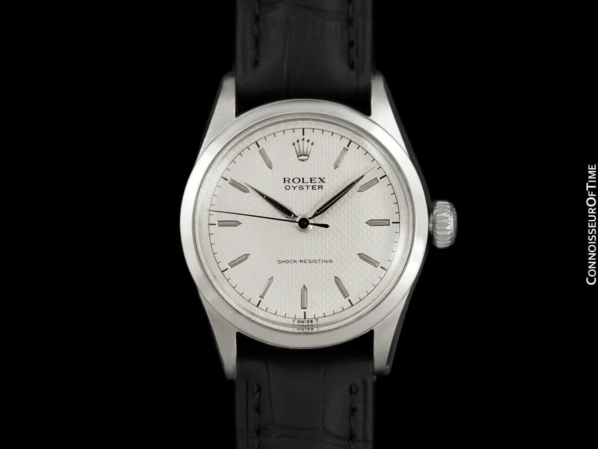 1953 Rolex Oyster Shock-Resisting Classic Vintage Mens Handwound Watch - Stainless Steel