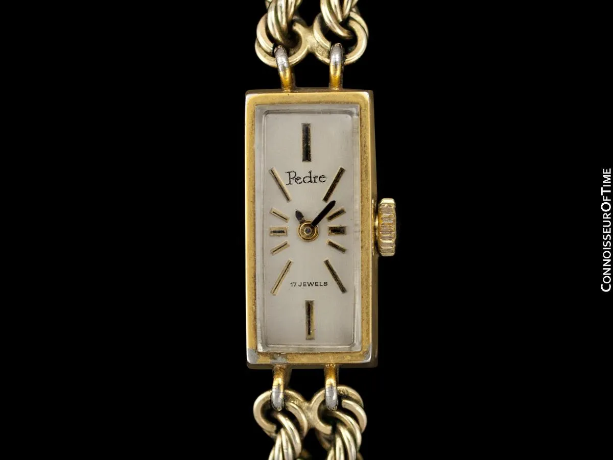 1953 Swiss Pedre Vintage Ladies 14K Gold Plated Watch - Owned & Worn by Actress Loretta Young