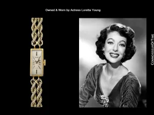 1953 Swiss Pedre Vintage Ladies 14K Gold Plated Watch - Owned & Worn by Actress Loretta Young
