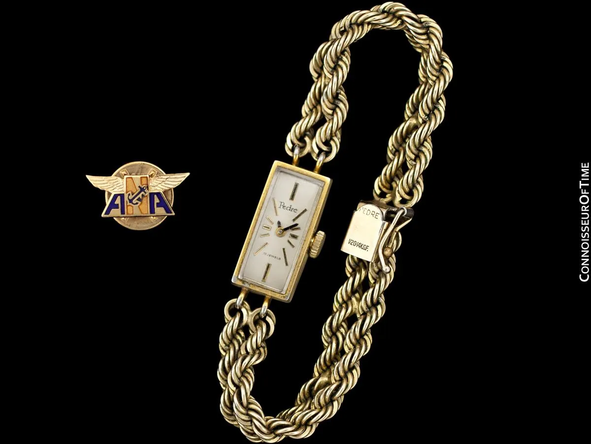 1953 Swiss Pedre Vintage Ladies 14K Gold Plated Watch - Owned & Worn by Actress Loretta Young