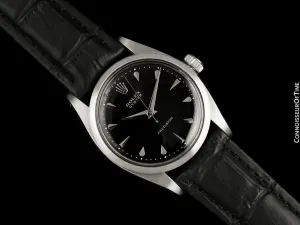 1956 Rolex Oyster Precision Classic Vintage Mens Handwound Watch with Black Dial - Stainless Steel