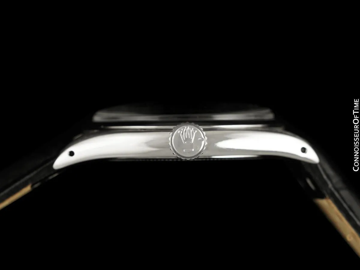 1956 Rolex Oyster Precision Classic Vintage Mens Handwound Watch with Black Dial - Stainless Steel