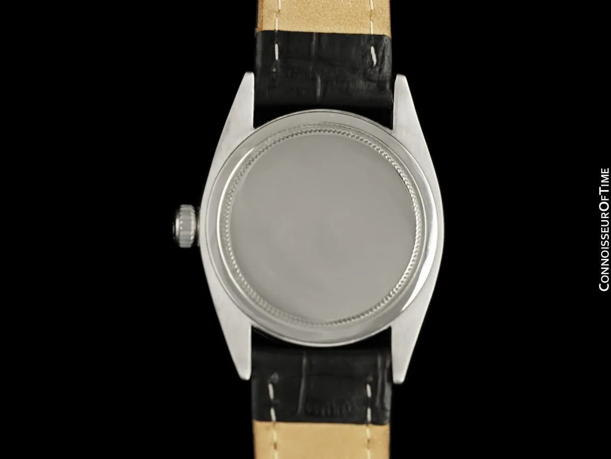 1956 Rolex Oyster Precision Classic Vintage Mens Handwound Watch with Black Dial - Stainless Steel