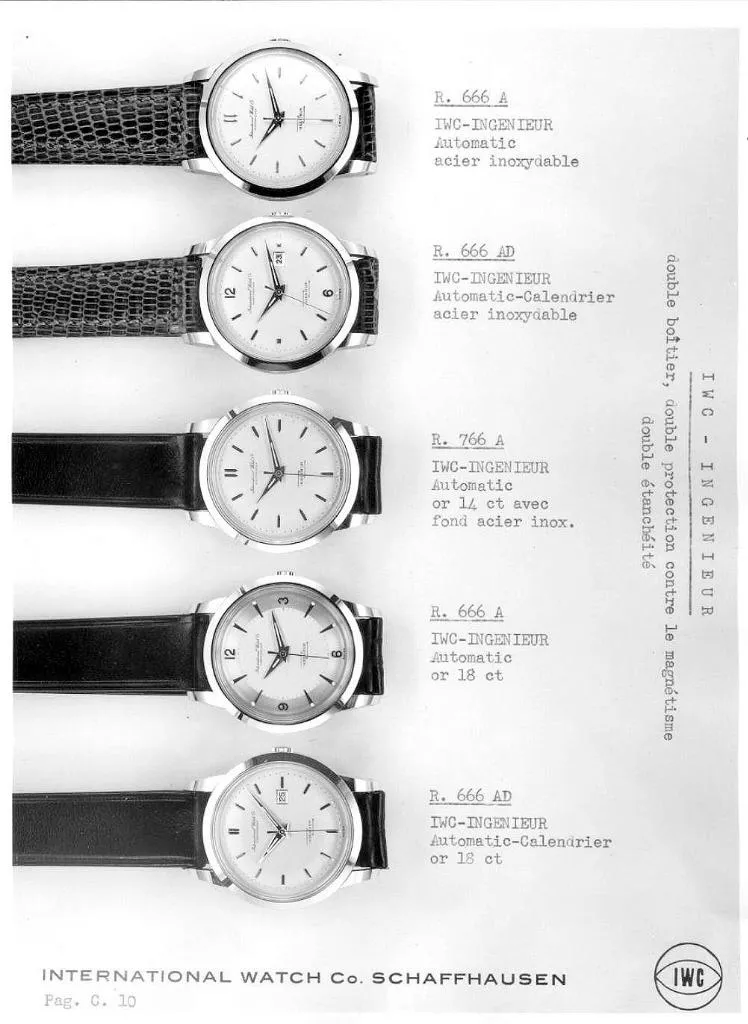 1958 IWC Ingenieur Vintage Mens Watch with Date Ref. 666 AD - Stainless Steel