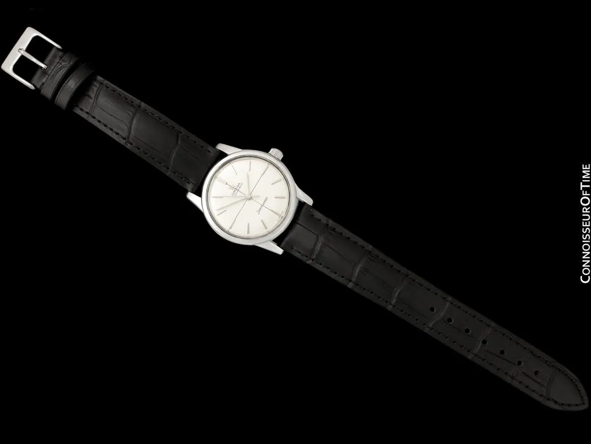 1960 Omega Seamaster Mens Vintage Calatrava Automatic Watch with Crosshair Dial - Stainless Steel