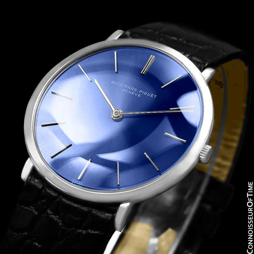 1960's Audemars Piguet Vintage Mens Full Size Thin Dress Watch - 18K White Gold