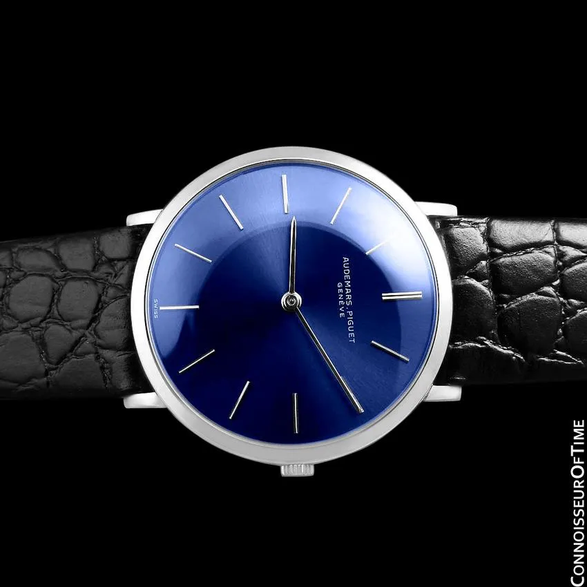1960's Audemars Piguet Vintage Mens Full Size Thin Dress Watch - 18K White Gold
