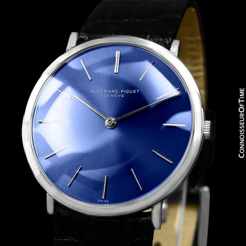 1960's Audemars Piguet Vintage Mens Full Size Thin Dress Watch - 18K White Gold