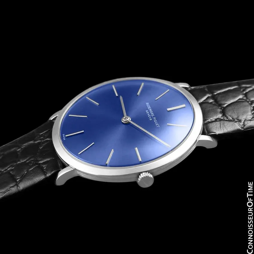 1960's Audemars Piguet Vintage Mens Full Size Thin Dress Watch - 18K White Gold