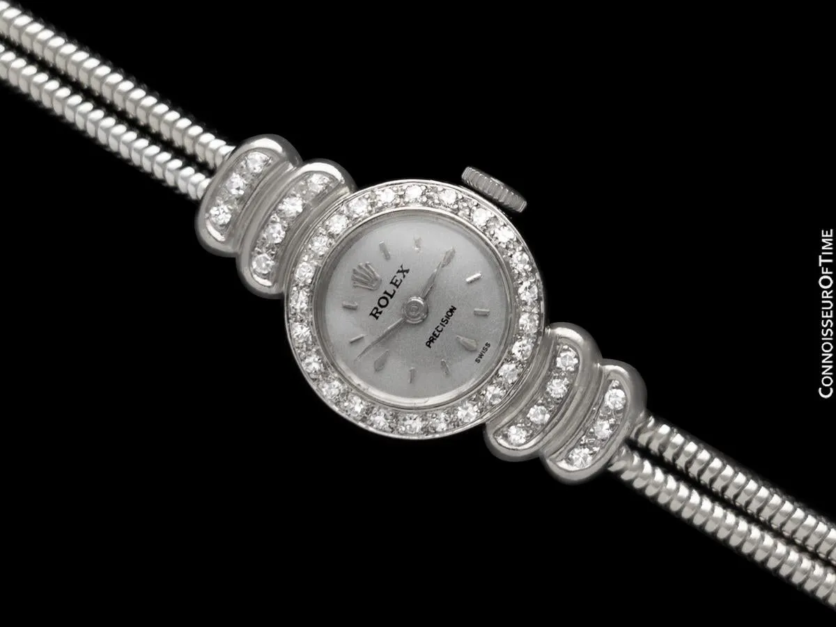 1960's Rolex Ladies Vintage Cocktail Watch - 18K White Gold & Rolex Factory Diamonds