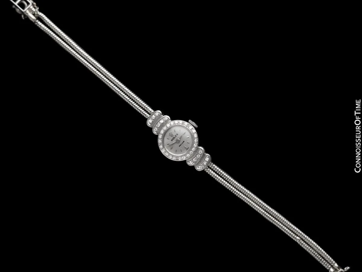 1960's Rolex Ladies Vintage Cocktail Watch - 18K White Gold & Rolex Factory Diamonds