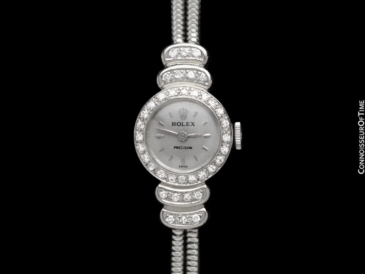1960's Rolex Ladies Vintage Cocktail Watch - 18K White Gold & Rolex Factory Diamonds