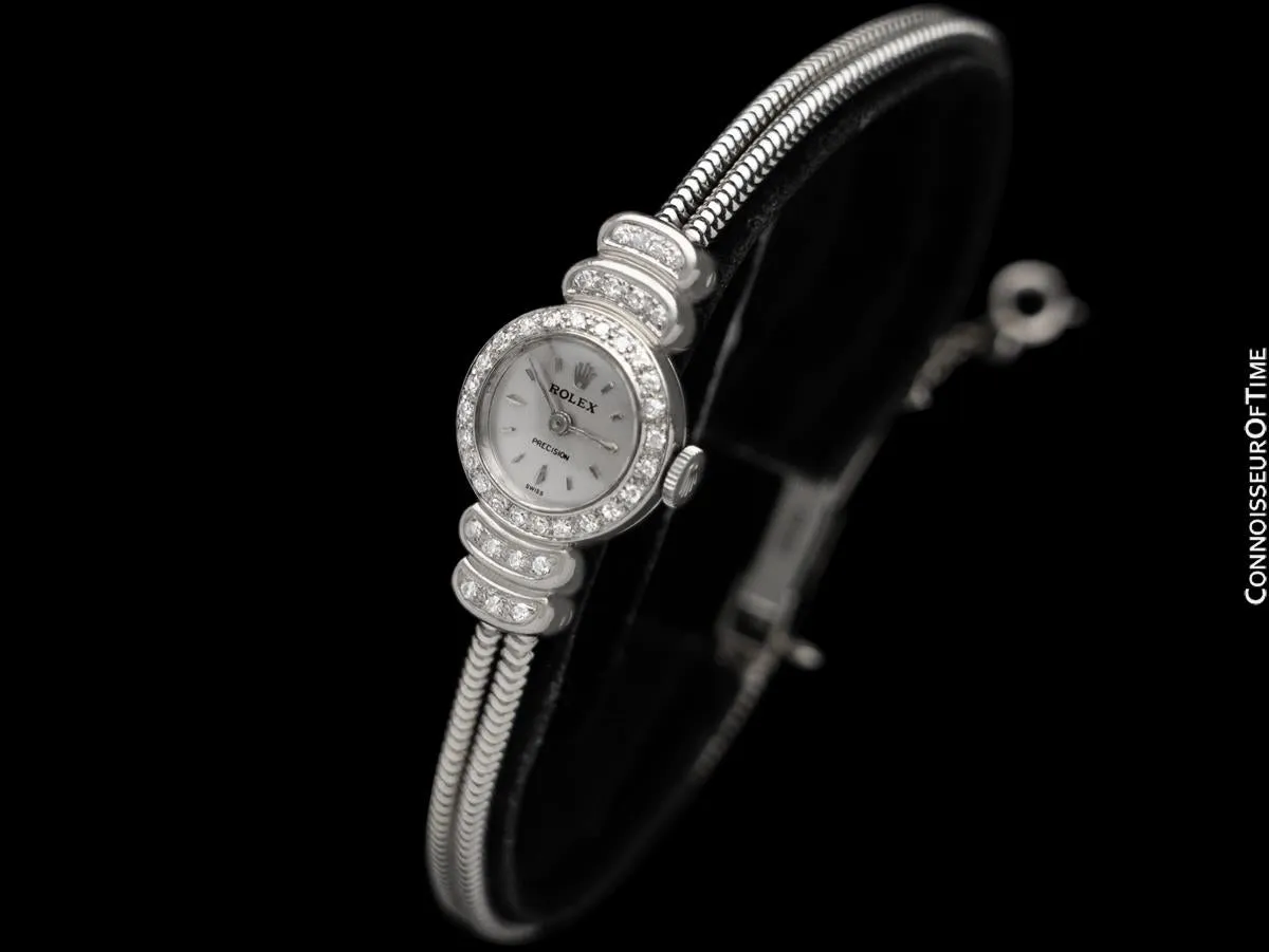 1960's Rolex Ladies Vintage Cocktail Watch - 18K White Gold & Rolex Factory Diamonds