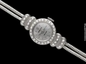 1960's Rolex Ladies Vintage Cocktail Watch - 18K White Gold & Rolex Factory Diamonds