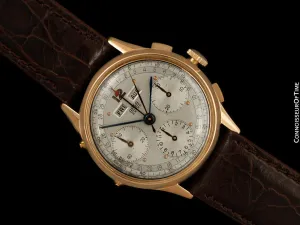 1960's Arsa Large Vintage Triple Calendar Valjoux 72C Chronograph Dato-Compax Watch - 18K Rose Gold