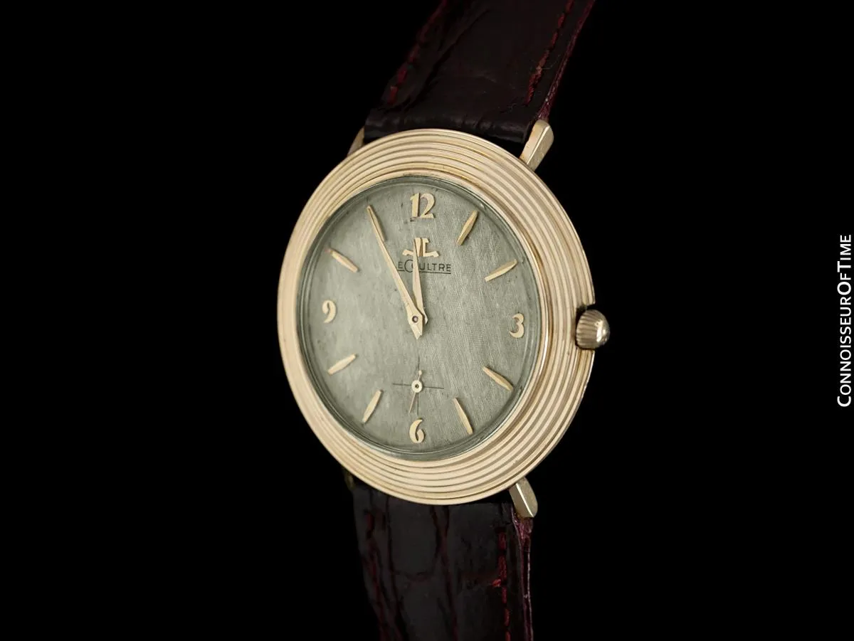 1961 Jaeger-LeCoultre Vintage Mens Modernist Full Size Dress Watch - 14K Gold