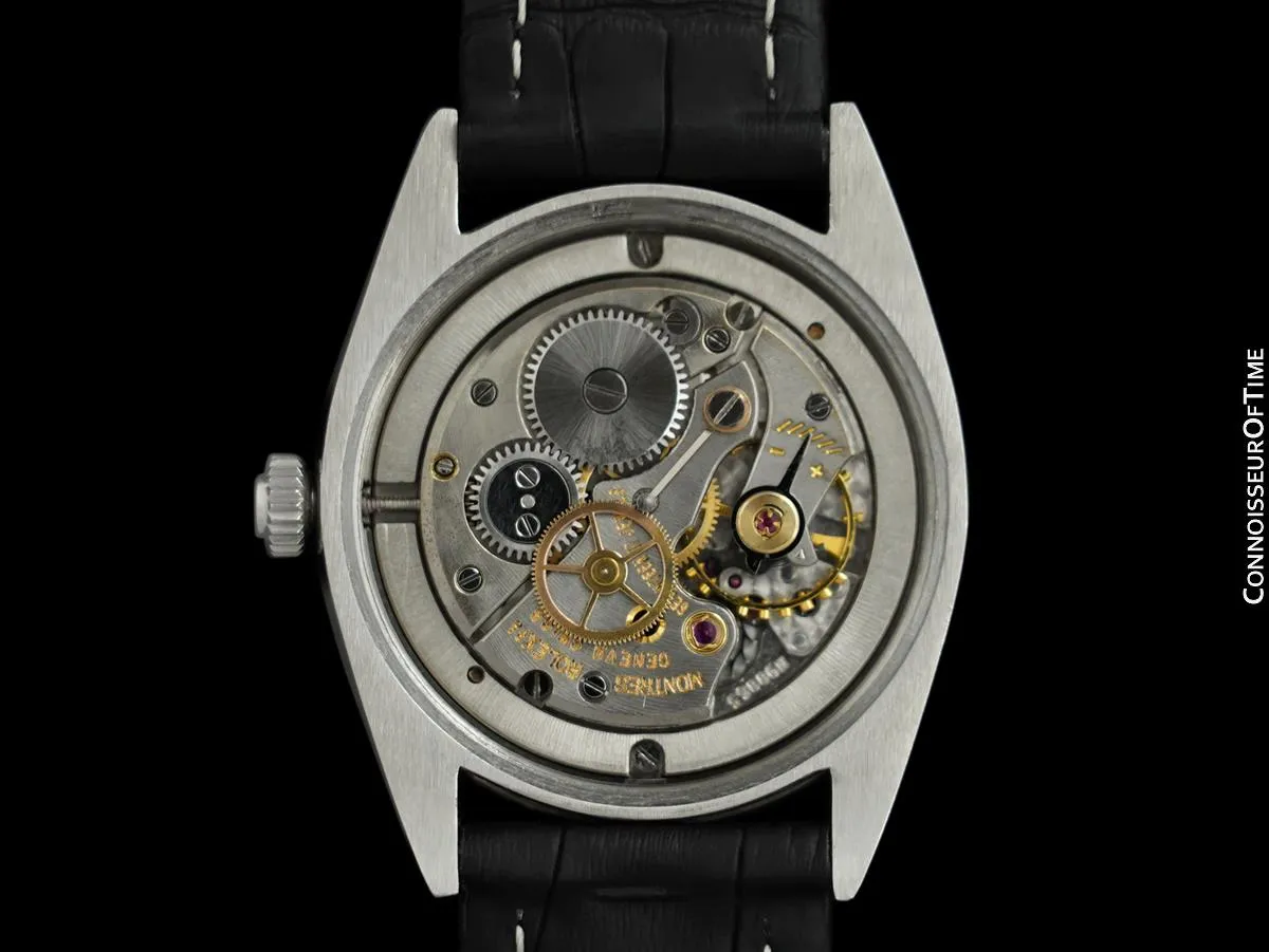 1961 Rolex Oysterdate Mens Vintage Ref. 6694 Date Watch with Black Dial - Stainless Steel & Diamonds
