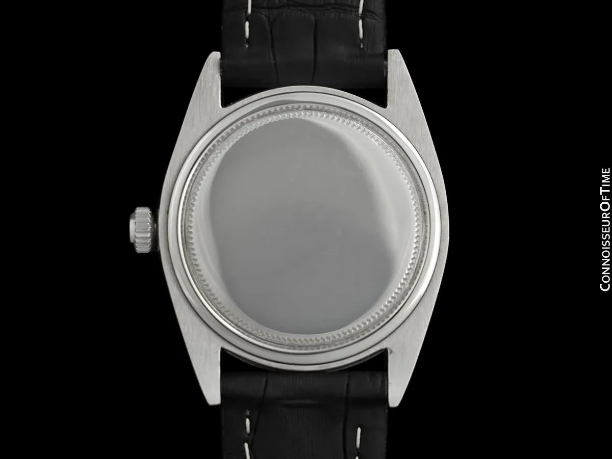 1961 Rolex Oysterdate Mens Vintage Ref. 6694 Date Watch with Black Dial - Stainless Steel & Diamonds