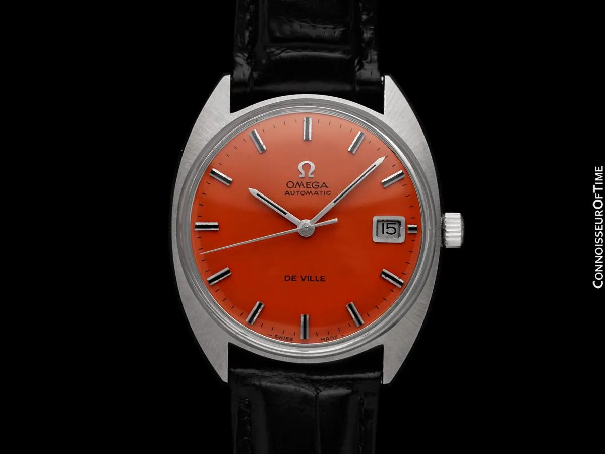 1969 Omega De Ville Vintage Mens Retro Cal. 565 Watch with Orange Dial - Stainless Steel