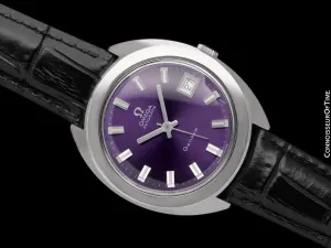 1969 Omega Geneve Vintage Mens Large 37mm Cal. 565 Watch with Purple Dial - Stainless Steel