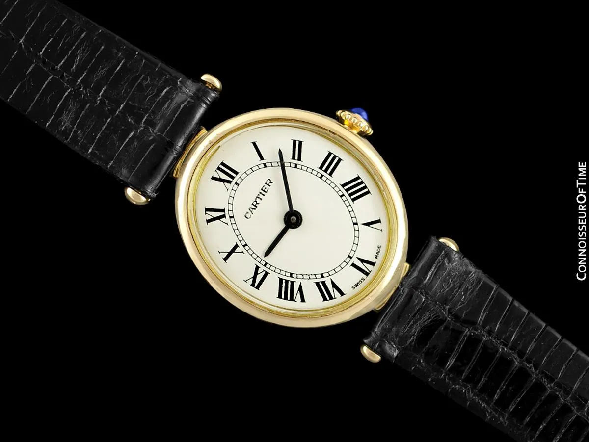1970's Cartier Vendome Oval Vintage Classic Ladies Handwound Watch - 18K Gold