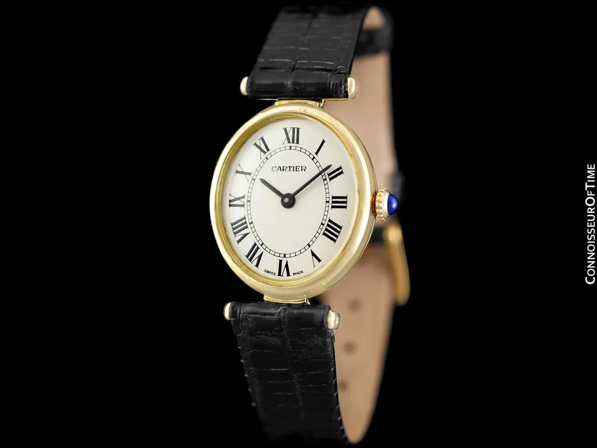 1970's Cartier Vendome Oval Vintage Classic Ladies Handwound Watch - 18K Gold