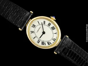 1970's Cartier Vendome Oval Vintage Classic Ladies Handwound Watch - 18K Gold