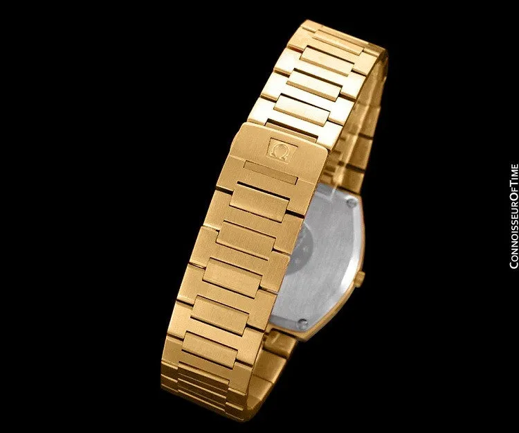 1970's Omega Constellation Chronometer Cool Vintage Mens Quartz Bracelet Watch - 18K Gold Plated & Stainless Steel