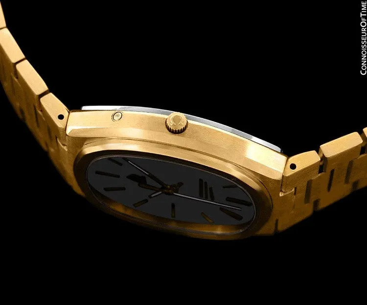 1970's Omega Constellation Chronometer Cool Vintage Mens Quartz Bracelet Watch - 18K Gold Plated & Stainless Steel