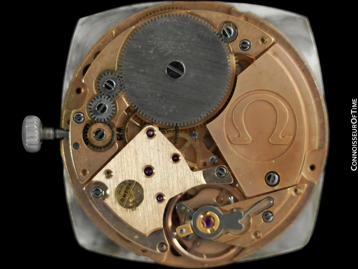 1970's Omega Geneve Vintage Mens Handwound Watch with Quick-Setting Date - Stainless Steel & Diamonds
