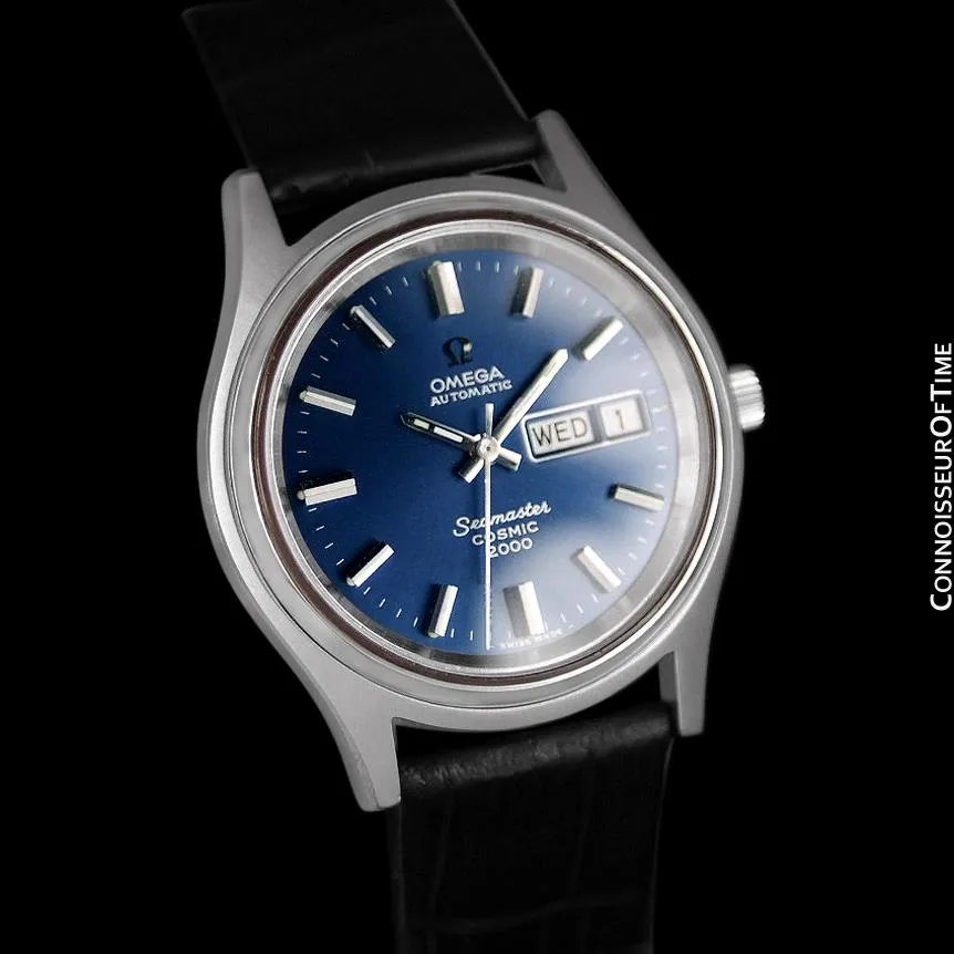 1970's Omega Seamaster Cosmic 2000 Vintage Retro Mens Dive Watch, Day Date - Stainless Steel