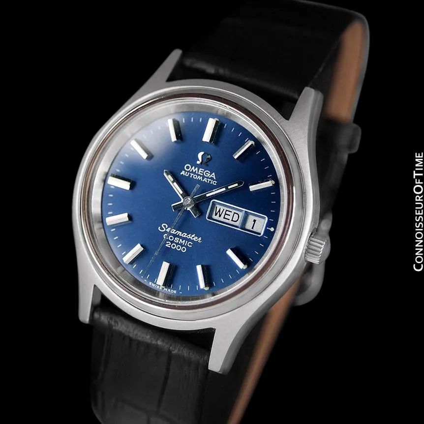 1970's Omega Seamaster Cosmic 2000 Vintage Retro Mens Dive Watch, Day Date - Stainless Steel