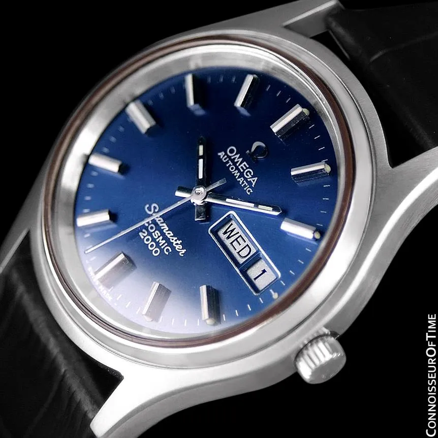 1970's Omega Seamaster Cosmic 2000 Vintage Retro Mens Dive Watch, Day Date - Stainless Steel