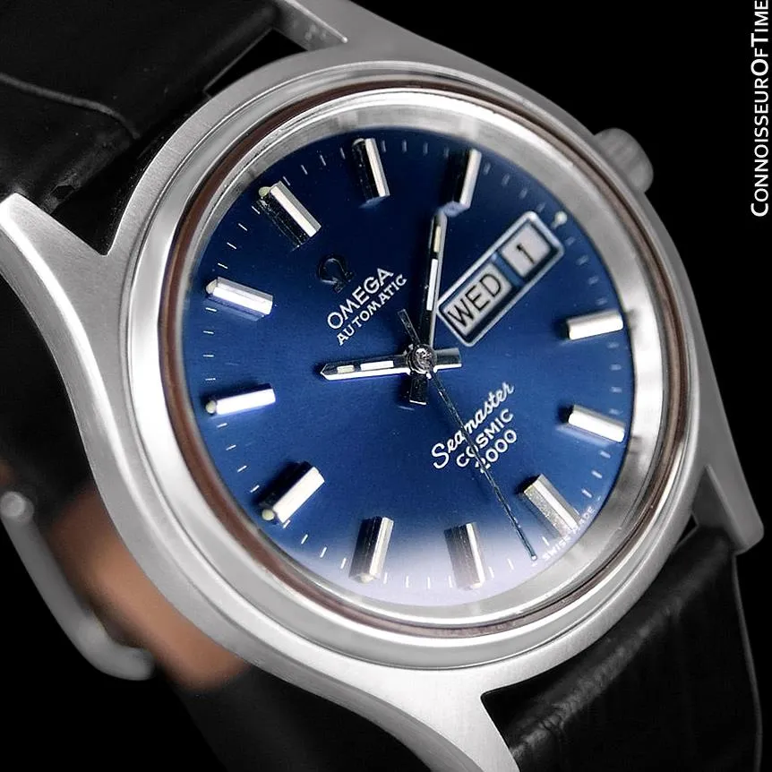 1970's Omega Seamaster Cosmic 2000 Vintage Retro Mens Dive Watch, Day Date - Stainless Steel