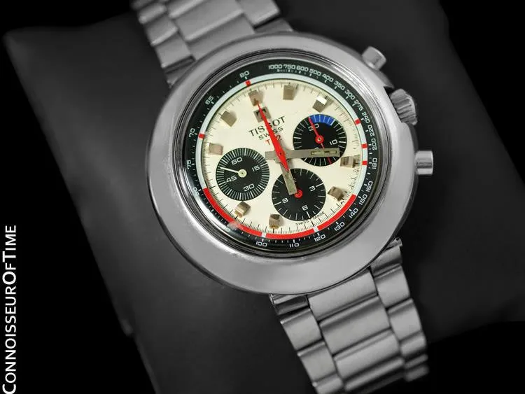 1970's Tissot T12 Classic Mens Large Retro Divers Chronograph - Stainless Steel