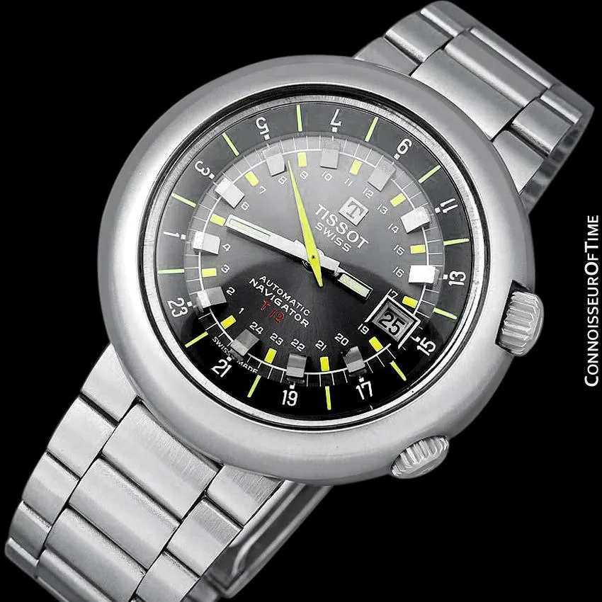 1971 Tissot T12 Navigator Classic Mens Extra Large Retro Compressor Divers GMT Watch - Stainless Steel