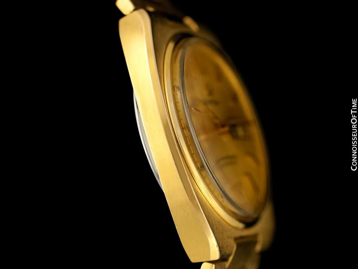 1972 Omega Seamaster Vintage Mens Bracelet Watch, Automatic, Day Date - 18K Gold Plated & Stainless Steel