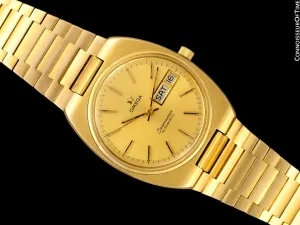 1972 Omega Seamaster Vintage Mens Bracelet Watch, Automatic, Day Date - 18K Gold Plated & Stainless Steel