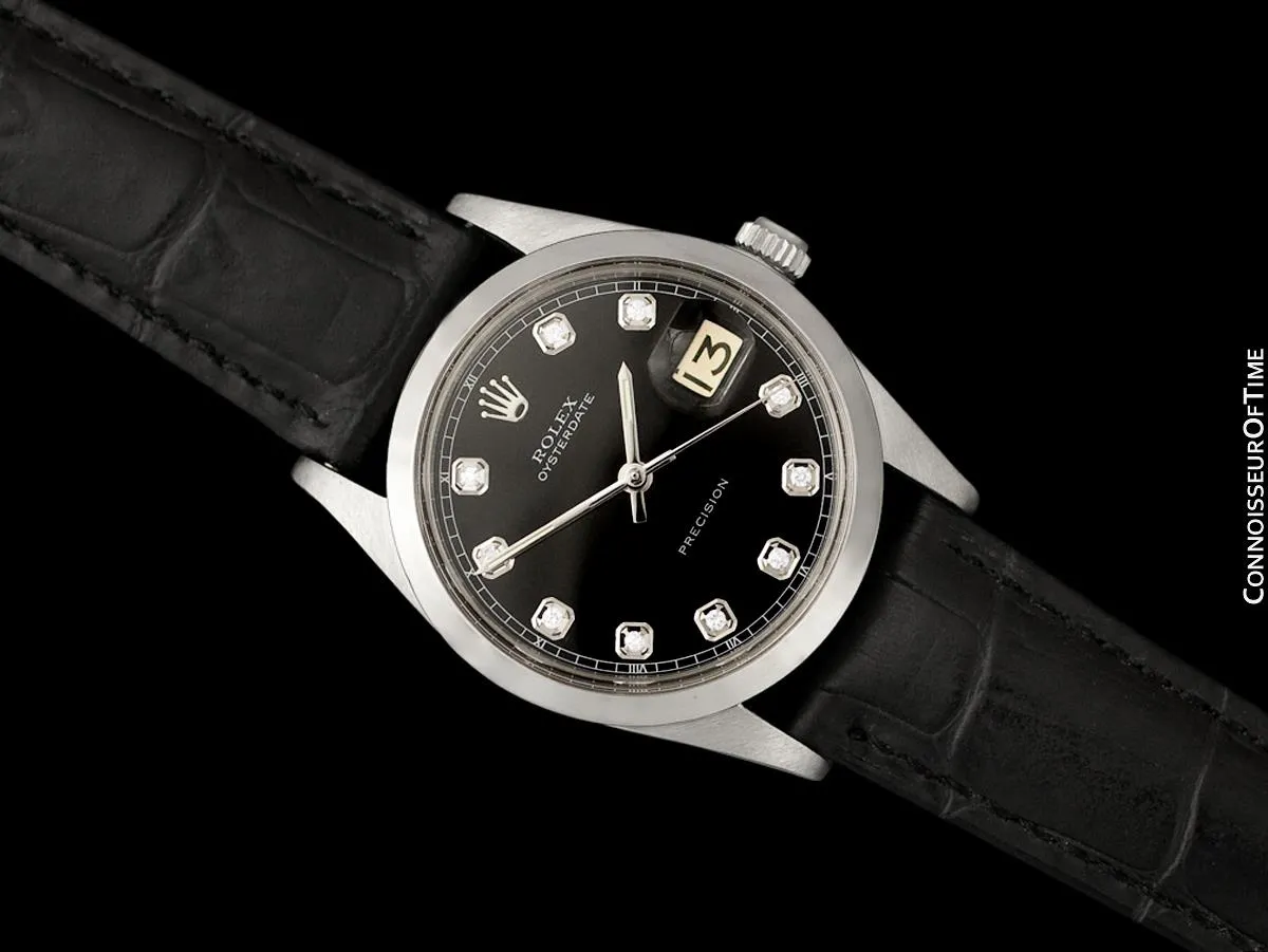 1972 Rolex Oysterdate Mens Date Watch with Both Bracelet & Strap - Stainless Steel & Diamonds