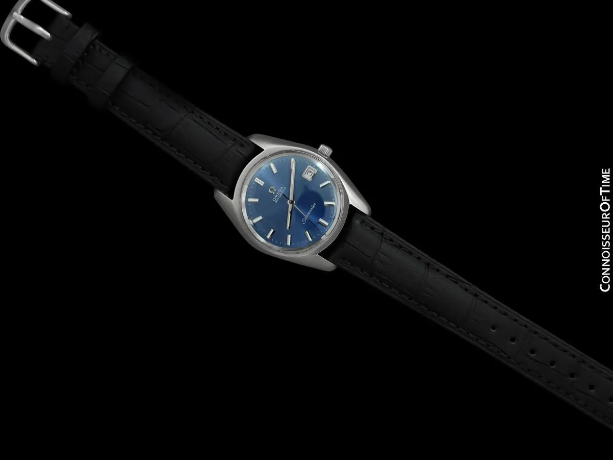 1973 Omega Seamaster Mens Vintage Watch with Automatic Movement and Royal Blue Dial - Stainless Steel